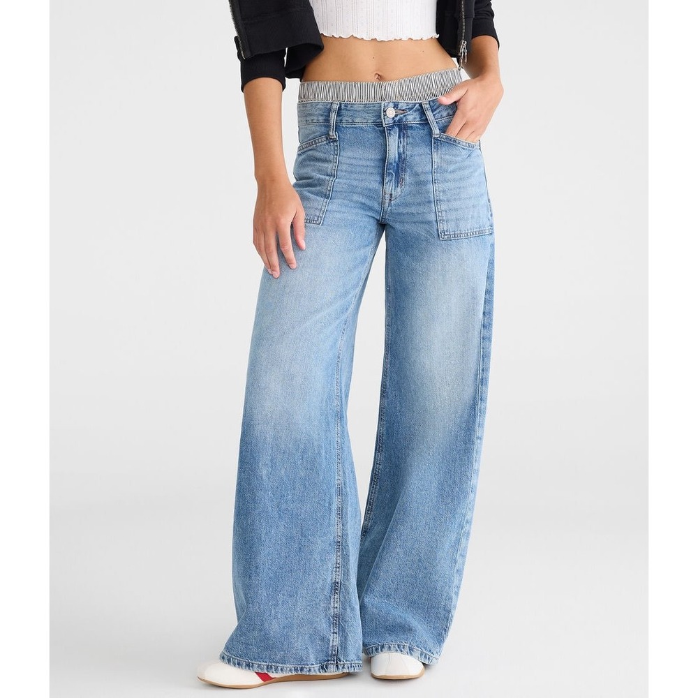 NWT *Flaw* Aeropostale Super Baggy Lightweight Luxe Jeans Light Wash Size 4R